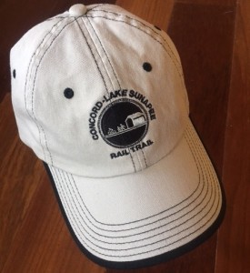 Concord Lake Sunapee Rail Trail baseball hat is a reward for your $100 tax deductible donation to the rail trail.